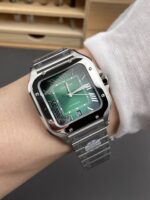 Cartier Santos De Cartier 904L Steel Green Dial Super Clone Replica 40MM Watch - Image 10