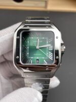 Cartier Santos De Cartier 904L Steel Green Dial Super Clone Replica 40MM Watch - Image 2