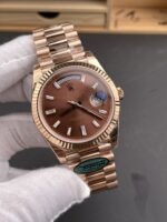 Rolex Day Date 40MM 1:1 Rose Gold in Brown Dial 1:1 Mirror Replica Watch(212 g) - Image 4