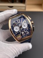 Franck Muller Vanguard V45 Chronograph 904L Rose Gold Blue Dial Swiss Watch - Image 4