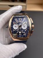 Franck Muller Vanguard V45 Chronograph 904L Rose Gold Blue Dial Swiss Watch - Image 3