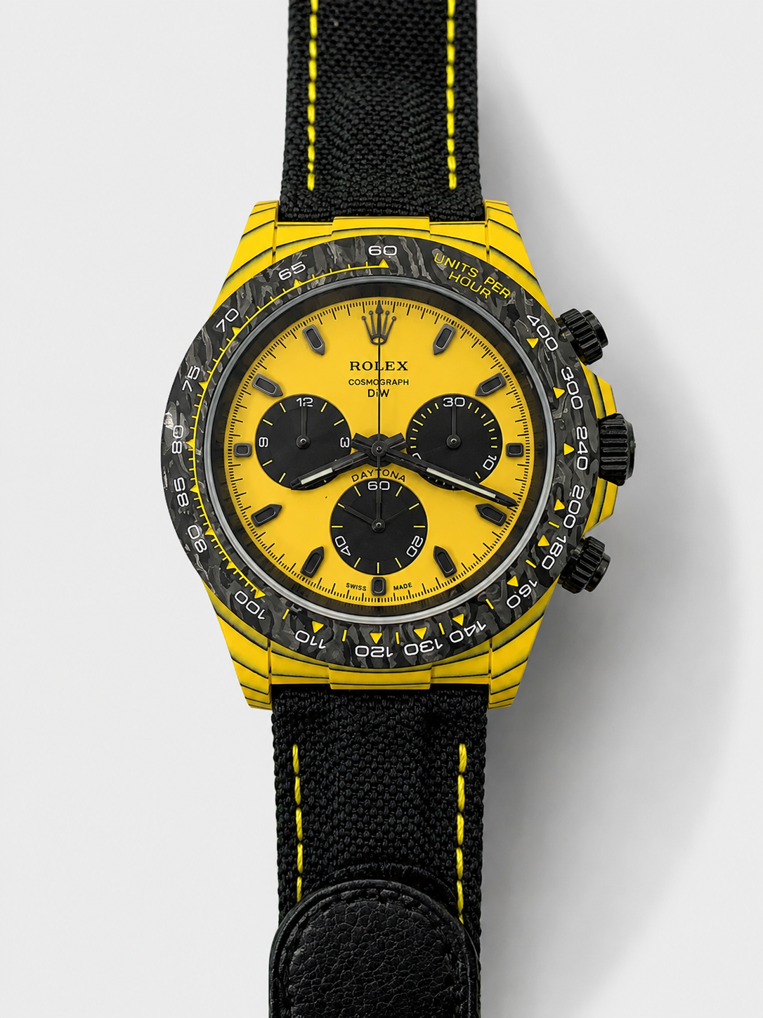 GW-CFDC4CBA product image Rolex Cosmograph Daytona DiW BUMBLEBEE Edition Carbon Fiber Watch – Cal.4130 Movement - Image 1