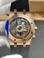 Royal Oak Chrono 26240 Rose Gold Blue Dial Leather Strap Super Clone Watch - Image 5