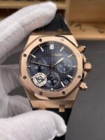 Royal Oak Chrono 26240 Rose Gold Blue Dial Leather Strap Super Clone Watch - Image 2