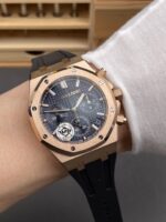 Royal Oak Chrono 26240 Rose Gold Blue Dial Leather Strap Super Clone Watch - Image 10