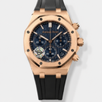 Royal Oak Chrono 26240 Rose Gold Blue Dial Leather Strap Super Clone Watch