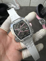 Richard Mille Super Clone RM67-02 Sapphires Casing Watch White Rubber Strap - Image 5