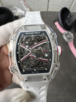 Richard Mille Super Clone RM67-02 Sapphires Casing Watch White Rubber Strap - Image 2