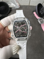 Richard Mille Super Clone RM67-02 Sapphires Casing Watch White Rubber Strap - Image 3