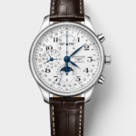 Longines 1:1 Replica Watch – Silver Dial with Barleycorn Pattern, Mechanical Movement, and Leather Strap