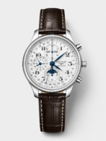 Longines 1:1 Replica Watch – Silver Dial with Barleycorn Pattern, Mechanical Movement, and Leather Strap
