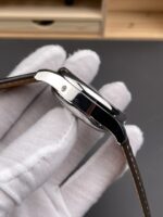 Longines 1:1 Replica Watch – Silver Dial with Barleycorn Pattern, Mechanical Movement, and Leather Strap - Image 7