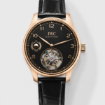 IWC Portuguese 1:1 Replica (RMS Factory) – Black Dial, Rose Gold Tourbillon, Mechanical Movement, Leather Strap