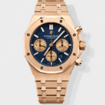 Audemars Piguet Royal Oak Chronograph Rose Gold Blue Dial Steel Strap Swiss Replica Watch