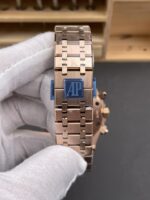 Audemars Piguet Royal Oak Chronograph Rose Gold Blue Dial Steel Strap Swiss Replica Watch - Image 9