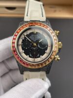 Rolex Daytona DiW Carbon Edition Rainbow Bezel – Forged Carbon Casing Beige Strap 1:1 Mirror Replica - Image 2