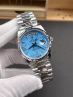 Rolex Day-Date 36mm – White Gold Model with Turquoise Dial and Diamond Markers – Top-Tier 1:1 Replica - Image 4