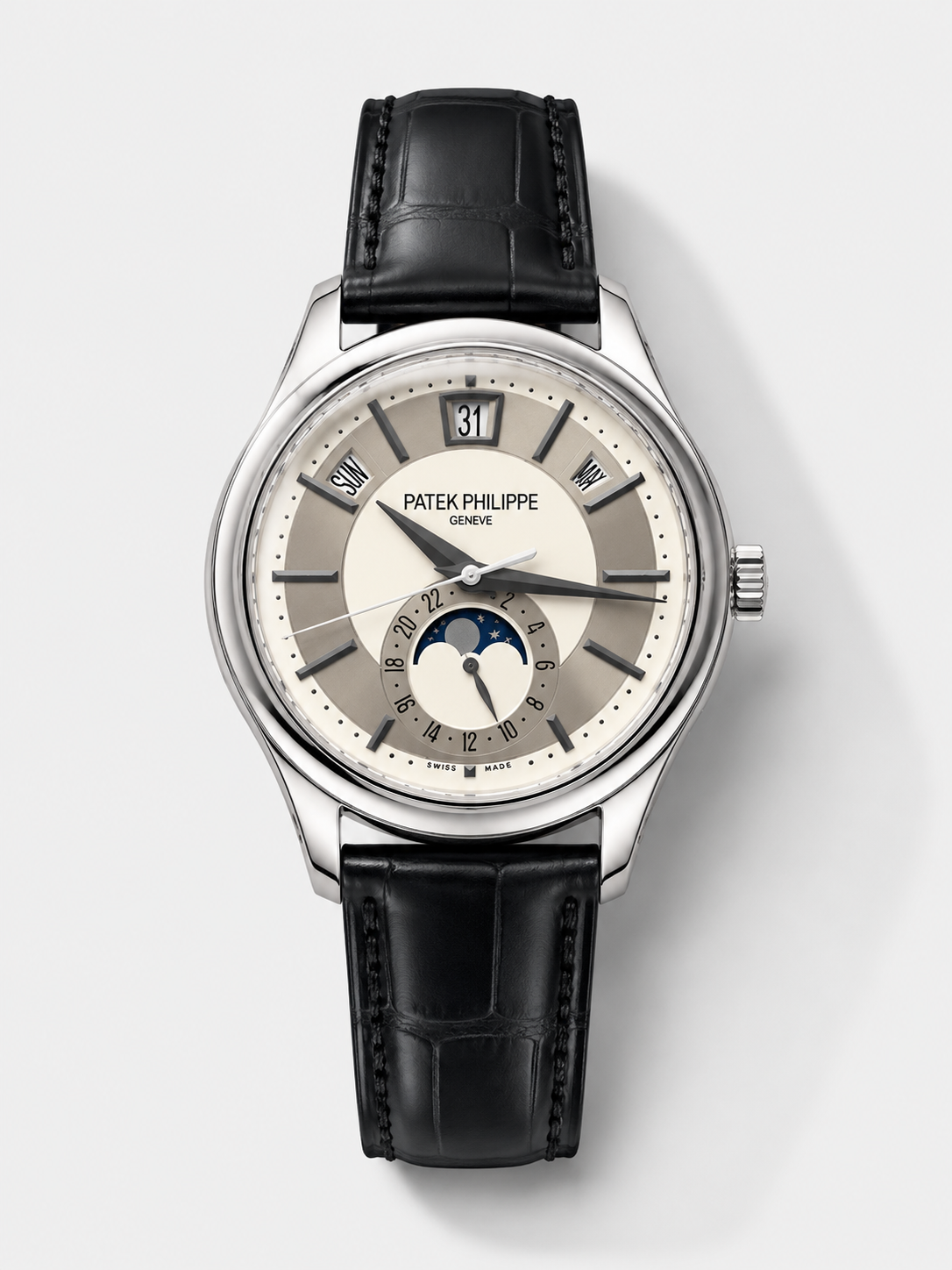 GW-F078394B product image Patek Philippe 5205-001 Complications MoonPhase 1:1 Mirror Swiss Replica Watch Steel Grey Dial - Image 1
