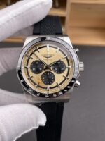 Longines Conquest Chronograph: Yellow dial, stainless steel case, automatic movement. - Image 2