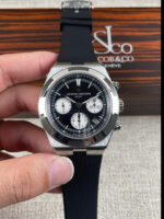 Vacheron Constantin Overseas Chronograph Black Dial Swiss Replica Watch – Rubber Strap - Image 2