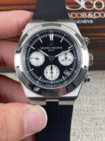 Vacheron Constantin Overseas Chronograph Black Dial Swiss Replica Watch – Rubber Strap - Image 3