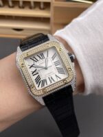 Cartier Santos 100 1:1 Mirror Replica Steel Diamonds Watch Mens Size 42MM - Image 10