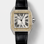 Cartier Santos 100 1:1 Mirror Replica Steel Diamonds Watch Mens Size 42MM