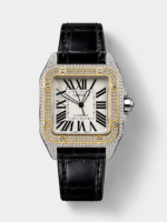 Cartier Santos 100 1:1 Mirror Replica Steel Diamonds Watch Mens Size 42MM
